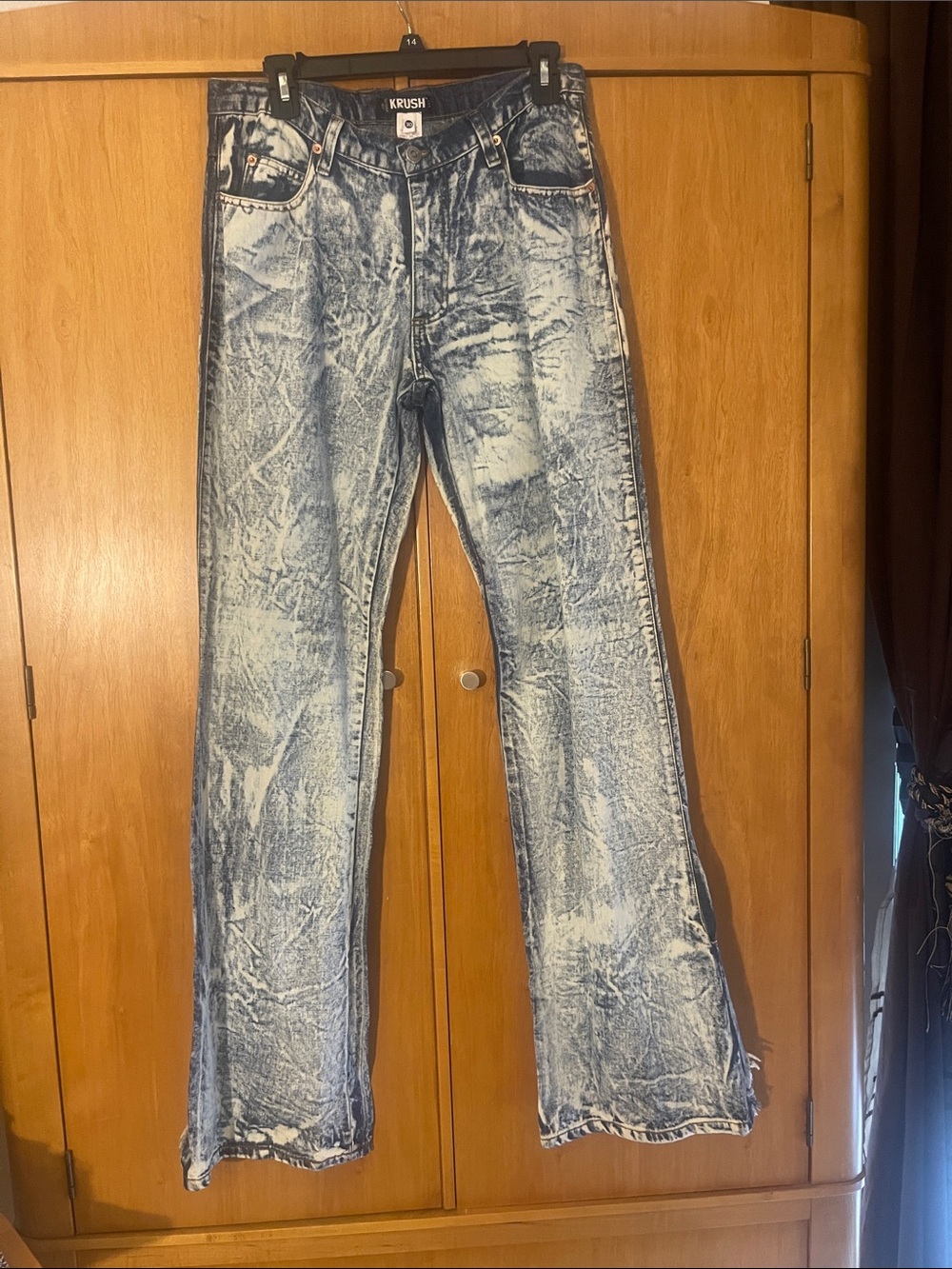 Krush Men's Acid Wash Blue wide bottom Jeans